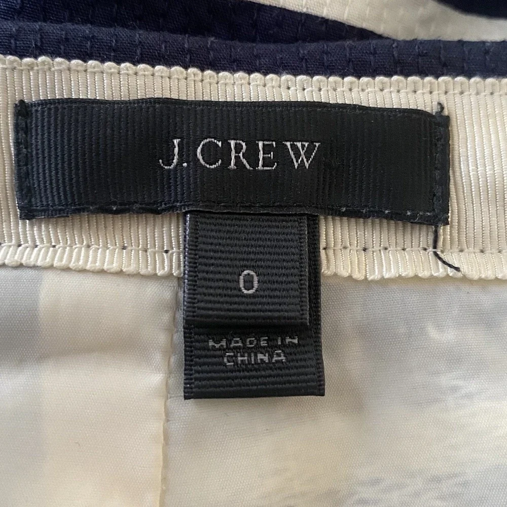 J.Crew Navy White Striped Cotton Pique Pencil Skirt A1843 Womens 0 Nautical